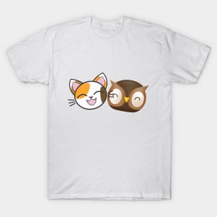 A Cat And An Owl T-Shirt